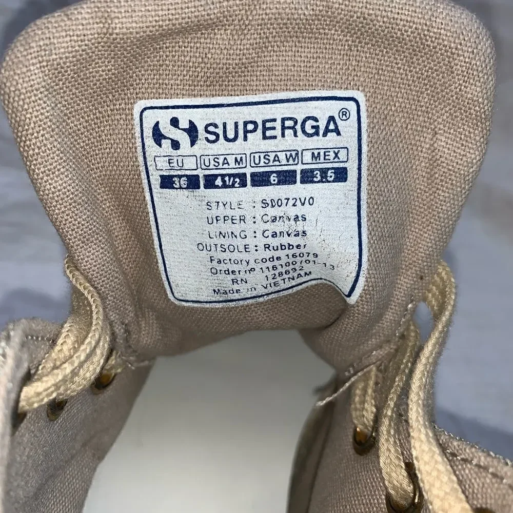 SUPERGA X THE ROW Beige Sateen Canvas Hi Top Sneakers-6
